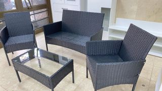 CONJUNTO DE JARDIN 2+1+1 NUEVO COJINES BEIGE