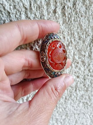 Colgante vintage de plata esmalte piedra