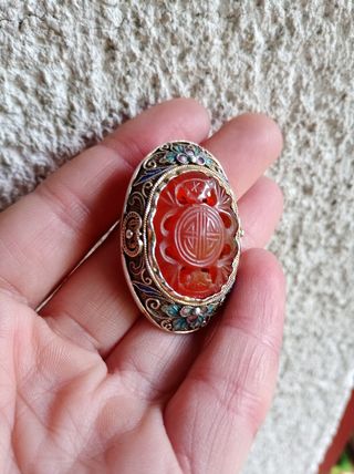 Colgante vintage de plata esmalte piedra