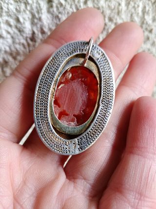 Colgante vintage de plata esmalte piedra