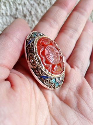 Colgante vintage de plata esmalte piedra