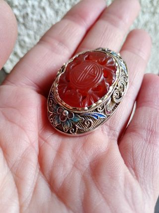 Colgante vintage de plata esmalte piedra