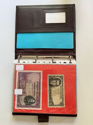 Álbum casero con 43 billetes y 27 hojas
