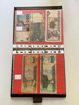 Álbum casero con 43 billetes y 27 hojas