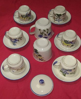 6 Tazzine caffè 6 piattini vintage lattiera e zucc