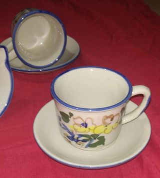 6 Tazzine caffè 6 piattini vintage lattiera e zucc