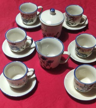 6 Tazzine caffè 6 piattini vintage lattiera e zucc