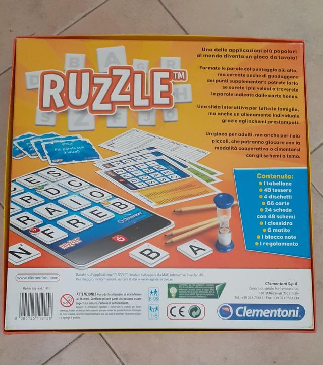 Gioco da tavolo "Ruzzle" Clementoni, mai usato