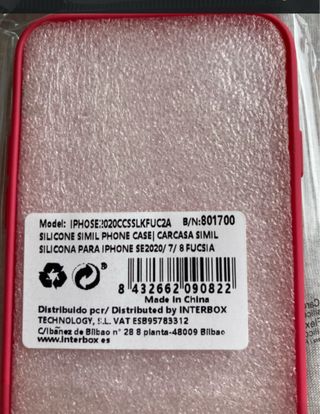Carcasa silicona IPhone SE2020 nueva