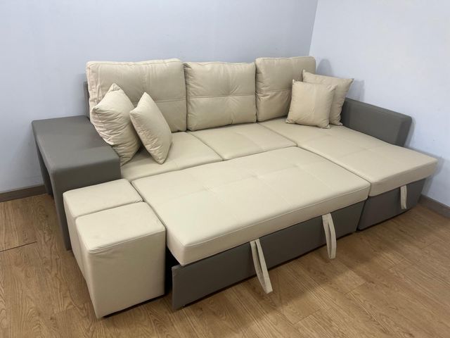 🔥 SOFÁ CAMA CON ARCÓN + PUF ¡OFERTA PRECIO!
