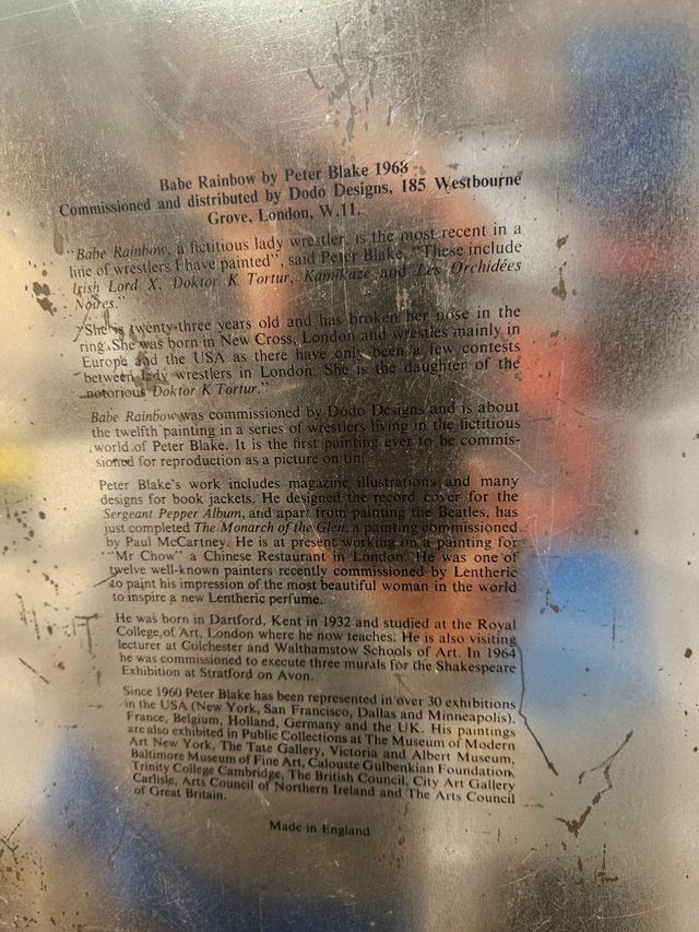 CARTEL METALICO BABE RAINBOW 1968 PETER BLAKE ORIG