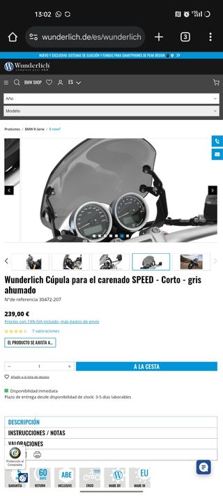 Pantalla BMW R NINE T