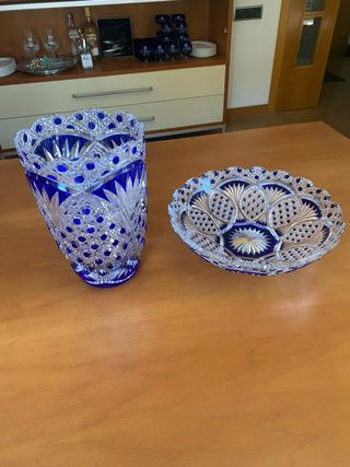 Cuenco y Florero de cristal Alemán, Nordböhm,s.XX