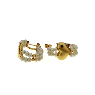 SKU:68960-Pendientes corazón de perlas en oro 18k