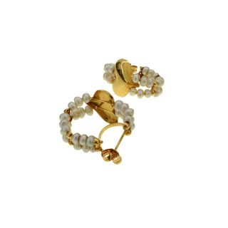 SKU:68960-Pendientes corazón de perlas en oro 18k