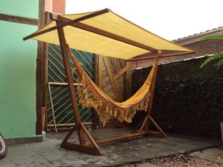 Portahamaca artesanal de madera con tech
