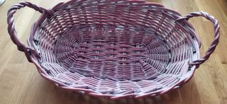 Lote 53€: 5 cestas mimbre azul, rosa, beis, marrón