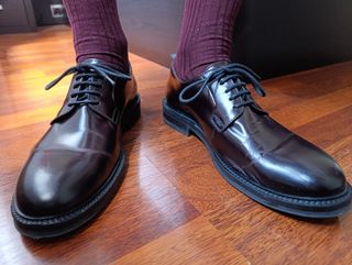 ZAPATOS HOMBRE PIEL COLOR BURDEOS