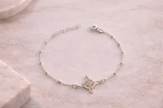 ÚLTIMA! Pulsera nudo de brujas con bolitas plata