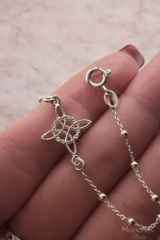 ÚLTIMA! Pulsera nudo de brujas con bolitas plata