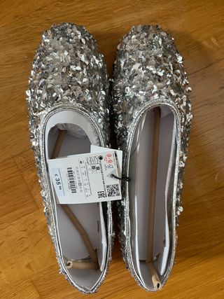 BAILARINAS ZARA PLATEADAS SIN ESTRENAR