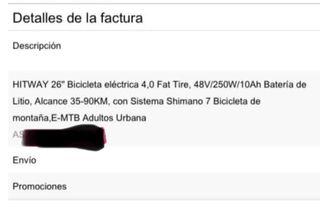 Bicicleta electrica fat 26 hitway