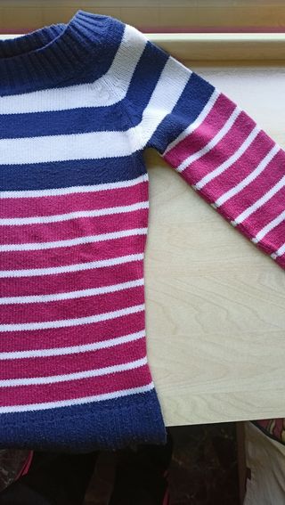 Jersey de azul, rosa y blanco
