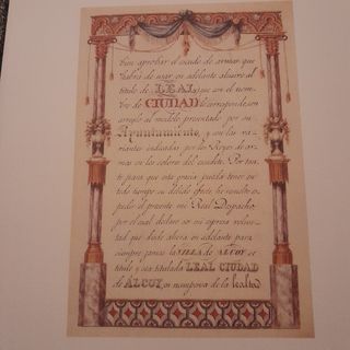 Reproducción Título Leal Ciudad Alcoy año 1844