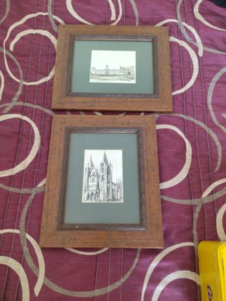 Pareja de cuadros pintados a mano