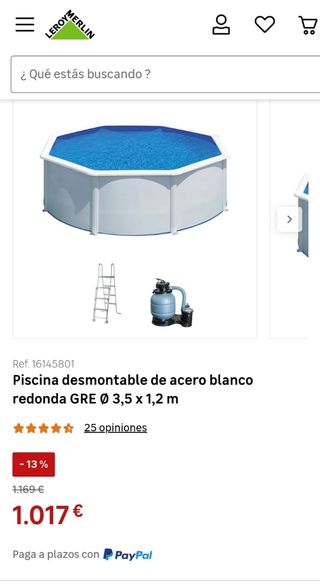 Piscina desmontable  de  chapa.