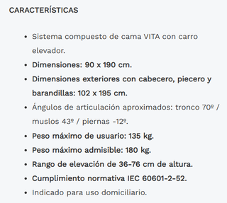 Cama articulada VITALIFT Gerialine con elevación