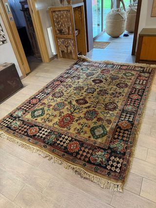 Alfombra India auténtica, hecha a mano 2,36 x 1,72