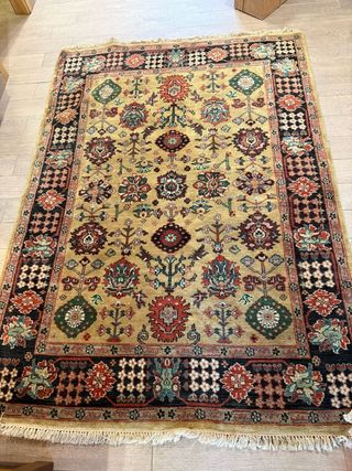 Alfombra India auténtica, hecha a mano 2,36 x 1,72