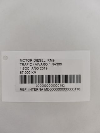 MOTOR DIESEL TRAFIC VIVARO NV300 M9R 1.6DCI  2018