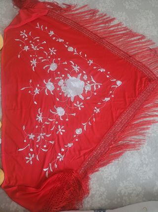 Pico rojo mujer con bordados blancos de huertana