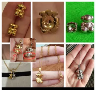 Pendientes colgante cadena collar oso osito niña