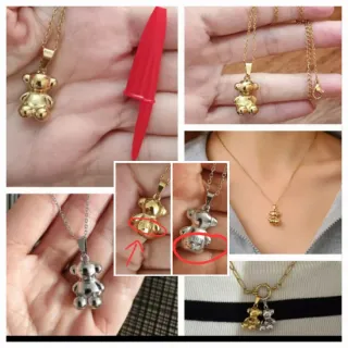 Pendientes colgante cadena collar oso osito niña