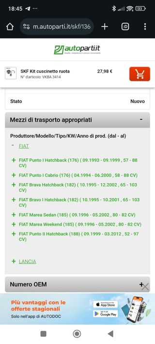 Kit cuscinetto ruota SKF