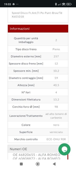 Disco freno anteriore