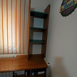 Letto estraibile, scrivania e mensole