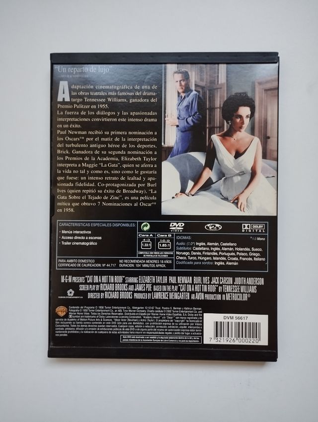 DVD de "La Gata Sobre el Tejado de Zinc"