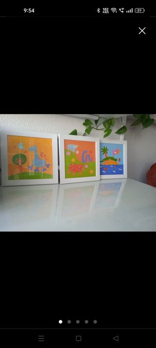 Cortinas infantil Ikea y cuadros