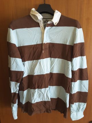 Polo manga larga marca Zara talla L celeste hombre