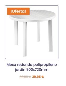 Mesa redonda polipropileno jardín 900x720mm