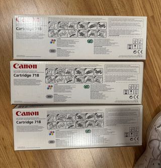 Lote 3 tóner Canon 718 originales (Negro+Cian+Mage