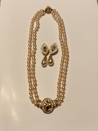 Collar de perlas piedra azul