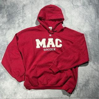 Vintage American Red Gildan “MAC Soccer” Hoodie  Size XL  blend