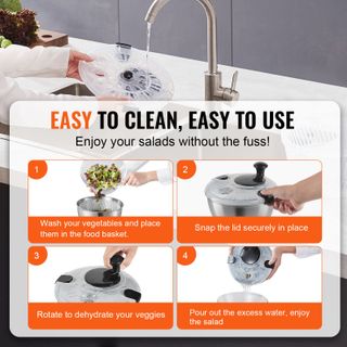 Centrifuga per Pulizia Insalata in Acciaio Inox 4,