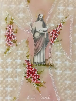 Antica immaginetta Sacra realizzata a mano cm.7x12