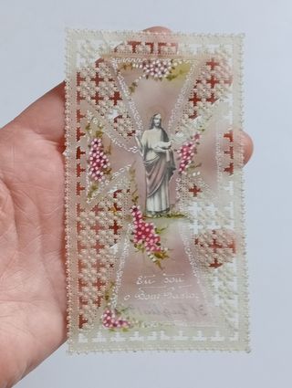 Antica immaginetta Sacra realizzata a mano cm.7x12